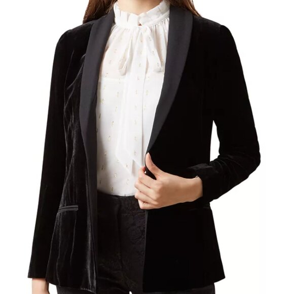 HOBBS LONDON Mila Shawl-Collar Velvet Jacket - Picture 1 of 6